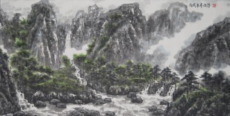 李国宝(伯涛) 四尺横幅国画山水画