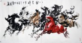 （已售）黄江(湖北美协)四尺横幅 国画动物画《八骏呈祥》