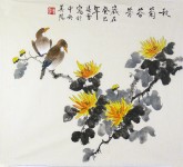 （已售）凌雪（中央美院）三尺斗方 国画花鸟画《秋菊芬芳》