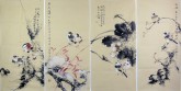 李大庆（中国美协会员）国画花鸟精品四条屏（小）