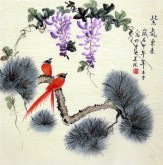 凌雪（中央美院）四尺斗方国画花鸟《紫气东来》1－58