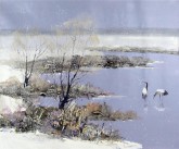 （已售）刘倩 布面油画 创作作品50*60cm 风景画 雪