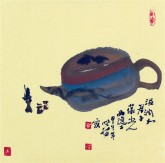 【询价】肖映梅(中国美协)国画花鸟画 小品斗方 茶壶3y