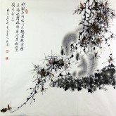 （已售）薛大庸（一级美术师）国画动物松鼠画 四尺斗方《玲珑乖巧眼闪光》