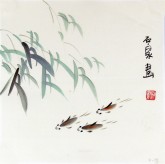 石泉 国画花鸟画小品 小尺寸斗方4－14鱼