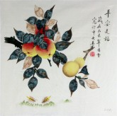 （已售）凌雪（中央美院）国画三尺斗方 写意工笔花鸟画 苹果《平安是福》3-20