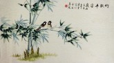 （已售）凌雪 三尺横幅 国画花鸟画《竹报平安》6-52