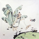 桑蕾（长春大学教授、中美协会员）国画人物画 四尺斗方《春日暖》