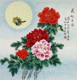 （已售）凌雪 四尺斗方 国画花鸟画《花好月圆》工笔牡丹2－7