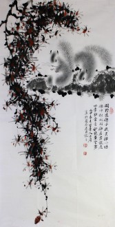 薛大庸（一级美术师）国画动物松鼠画 三尺竖幅《闲野逸仙子》3-6
