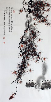 （已售）薛大庸（一级美术师）国画动物松鼠画 三尺竖幅《幽居深山古木空》3-2