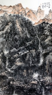 刘珺（中国美协会员）国画山水画 六尺竖幅《山高水长》