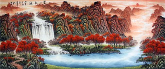 （预定）墨宇（周卡）小八尺横幅国画山水画《万山红遍》