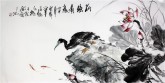 （已售）石云轩 国画写意花鸟画 三尺横幅《荷塘清趣》荷花鹭鸶小鱼2－10