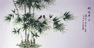 （已售）凌雪 四尺横幅 国画花鸟画《竹报平安》17－32竹子