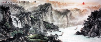 （预定）墨宇（周卡）小八尺 国画聚宝盆山水画《峡江帆影》