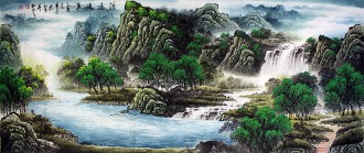 （预定）墨宇（周卡）小八尺 国画聚宝盆山水画《源远流长》