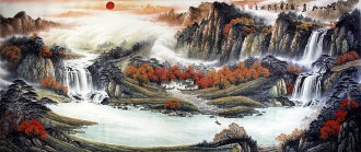 （预定）墨宇（周卡）小八尺 国画聚宝盆山水画《江山如画》