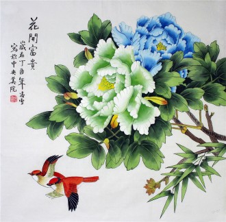 （已售）凌雪 国画工笔牡丹 四尺斗方 《花开富贵》18－25