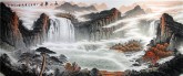 （预定）墨宇（周卡）国画聚宝盆山水画 小八尺横幅 2.4米《秋山飞瀑》