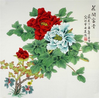 （已售）凌雪 四尺斗方 国画工笔画《花开富贵》牡丹9－16