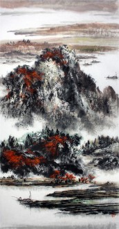 杨秀亮（吉林省美协） 国画山水画 精品四尺竖幅《金秋》