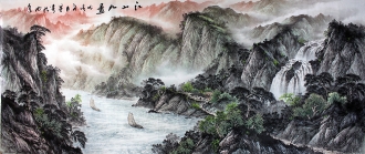 （预定）墨宇（周卡）国画聚宝盆山水画 小八尺横幅 2.4米《江山如画》